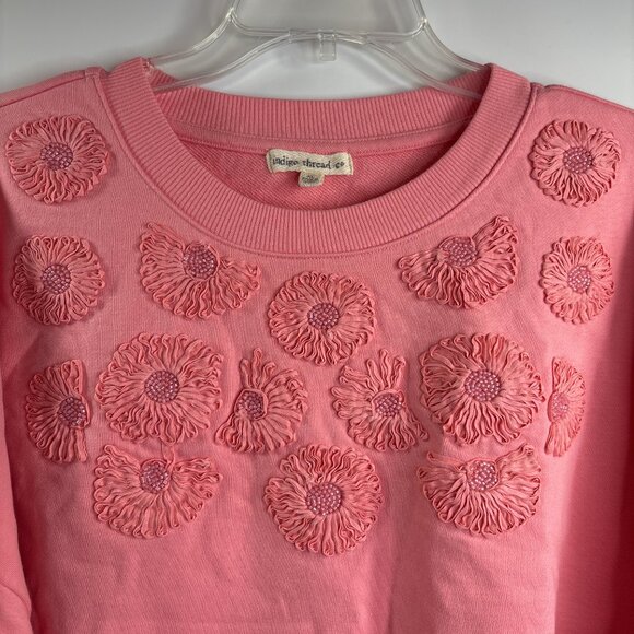 Indigo Thread Co. Women's Floral Beaded Sweatshirt Size XL Coral NWOT - Picture 2 of 8